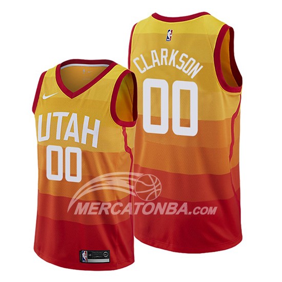 Maglia Utah Jazz Jordan Clarkson Citta Edition Arancione